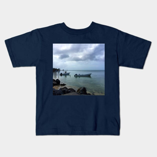 Cloudy Boating Day Kids T-Shirt by KarenZukArt
